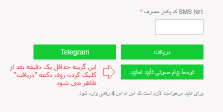کد تایید پیامکی، کد تایید تلگرام و تایید از طریق تماس صوتی